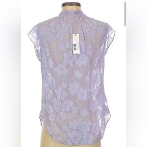 Rebecca Taylor Silk Lavender Floral Blouse  NWT